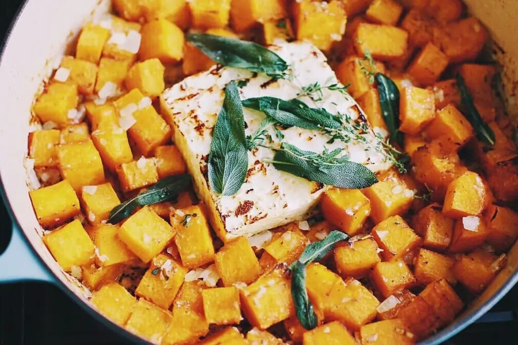 Baked Feta and Butternut Squash Roast Roast butternut squash cubes with a creamy block of feta until caramelized—this is the flavor base for the best baked feta butternut squash pasta.