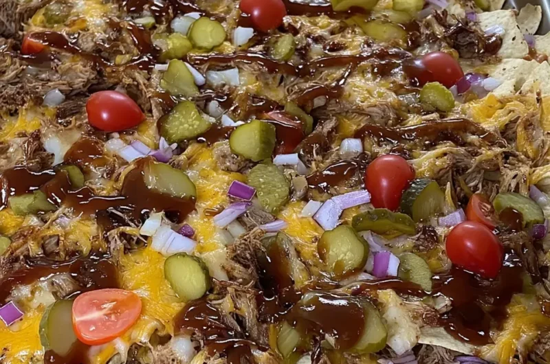 Baked BBQ Pulled Pork Nachos